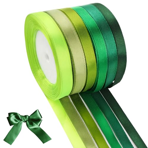 Geschenkband 6 Farben, 22M x 10MM Satinbänder,Bunt Schleifenband, Seidiges und Weiches Stoffbänder, Geschenkband Set für Basteln, Floristik, Einladungskarten & Festdeko von WINKIO