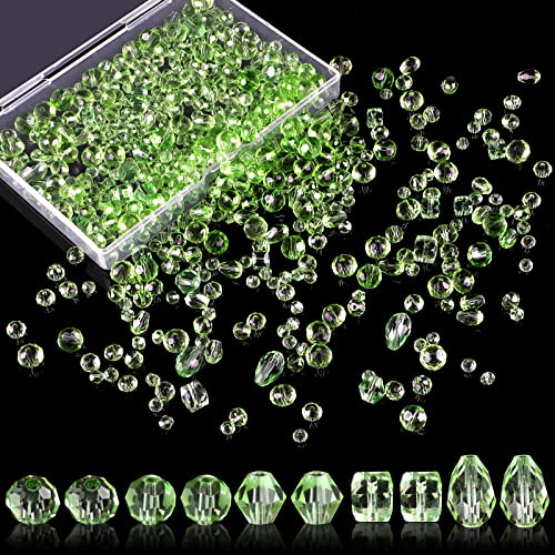 Perlen Zum Auffädeln, 600 Stück Facettierte Glasperlen Glitzerperlen, Perlen für Armbänder für Basteln Schmuckherstellung, DIY Halsketten, Armbänder, Ohrringe (4/6/8 mm, Grün) von WINKIO