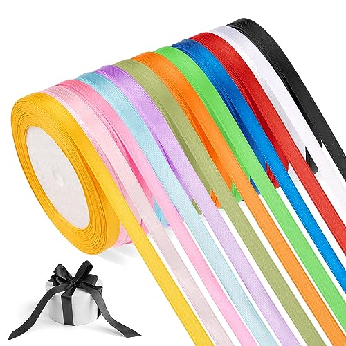 Satinband 12 Farben, Schleifenband Geschenkband Bänder zum Basteln (12 colors, 22m*6mm) von WINKIO