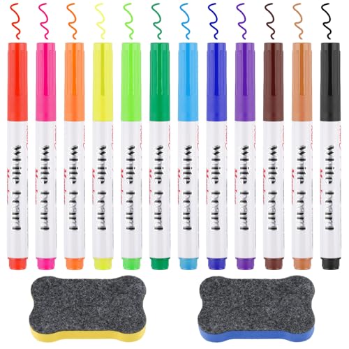 WINKIO 12 Farben Whiteboard Marker, Whiteboard Stifte abwischbar, White board markers mit Schwamm Magnetisch, Feine Spitze, trocken abwischbare, für Zuhause Schule Büro WINKIO 12 Farben Whiteboard Marker, Whiteboard Stifte abwischbar, White board markers mit Schwamm Magnetisch, Feine Spitze, trocken abwischbare, für Zuhause Schule Büro von WINKIO