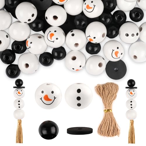 WINKIO 120 Stück Weihnachten Holzperlen Natur, 20mm Schneemann Holzkugeln mit Hanfseil, Deko Weihnachten Holzperlen mit Gesicht für Weihnachten Deko, DIY-Basteldekoration, Winter-Dekorationen WINKIO 120 Stück Weihnachten Holzperlen Natur, 20mm Schneemann Holzkugeln mit Hanfseil, Deko Weihnachten Holzperlen mit Gesicht für Weihnachten Deko, DIY-Basteldekoration, Winter-Dekorationen von WINKIO