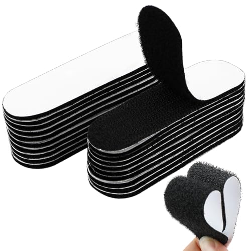 WINKIO 20 Stück Klettband Selbstklebend Extra Stark, 3×10 cm(2M) Breit Klettverschluss Selbstklebend, Klebepads Doppelseitig Extra Stark, Schwarz Klebe Klettband für Glas Metall Boden Wände von WINKIO