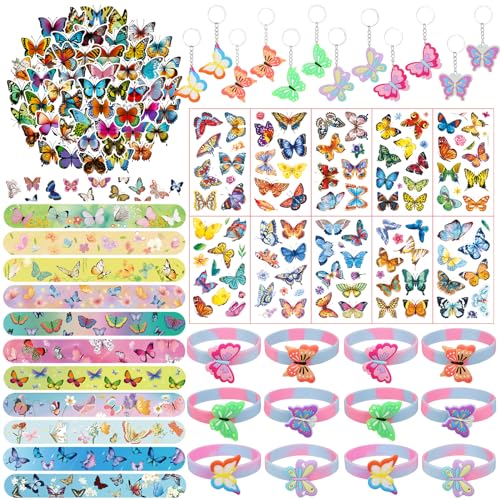 WINMIND 96 Stück Schmetterling Party Favors für Mädchen Fee Geburtstag Party Supplies mit Schmetterling Silikon Armbänder, Slap Armbänder, Schlüsselanhänger, Tattoos Aufkleber und Sticker WINMIND 96 Stück Schmetterling Party Favors für Mädchen Fee Geburtstag Party Supplies mit Schmetterling Silikon Armbänder, Slap Armbänder, Schlüsselanhänger, Tattoos Aufkleber und Sticker von WINMIND