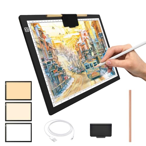 Lampenständer A4, kabellose Leuchtbox mit Ständer und oberem Magnetclip, 3 Farbtemperaturen, stufenlos dimmbare wiederaufladbare Leuchttafel für Diamantmalerei, Skizzieren Lampenständer A4, kabellose Leuchtbox mit Ständer und oberem Magnetclip, 3 Farbtemperaturen, stufenlos dimmbare wiederaufladbare Leuchttafel für Diamantmalerei, Skizzieren von WINNIW