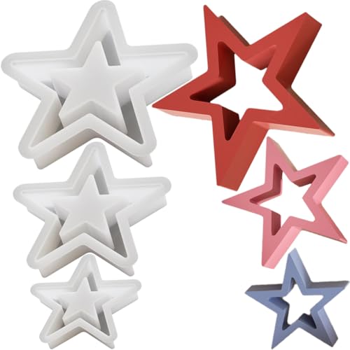 Silikonformen Gießformen Weihnachten Stern, WINOK 3 Stück Sterne Silikonform Weihnachten, Ideal Kerzenformen Zum Gießen for DIY Crafts, Gipskunst und Feiertagsdecoration Silikonformen Gießformen Weihnachten Stern, WINOK 3 Stück Sterne Silikonform Weihnachten, Ideal Kerzenformen Zum Gießen for DIY Crafts, Gipskunst und Feiertagsdecoration von WINOK