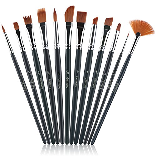 UEETEK 12 Pcs Nylonhaar Ölmalpinsel Fächerpinsel Malerei Pinsel für Künstler Aquarell Acryl Ölmalerei UEETEK 12 Pcs Nylonhaar Ölmalpinsel Fächerpinsel Malerei Pinsel für Künstler Aquarell Acryl Ölmalerei von UEETEK