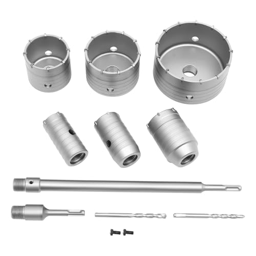 Beton Lochsäge Set, Bohrkronen Set 10-teilig aus Wolframstahl mit Sandstrahltechnik – Hochwertiges Bohrset für Beton, Ziegel und Stein (Profis & Heimwerker)​ von WINPANG