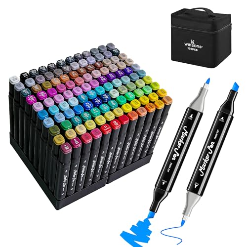 WINSONS Alkohol Stifte Set 120 Farben, Meißel & Feine, Doppelspitze, Schnell Trocknende Alkohol Marker für Malerei Manga Design auf Holz, Stein, Kieselsteine, Metall, Kunststoff, Handarbeit WINSONS Alkohol Stifte Set 120 Farben, Meißel & Feine, Doppelspitze, Schnell Trocknende Alkohol Marker für Malerei Manga Design auf Holz, Stein, Kieselsteine, Metall, Kunststoff, Handarbeit von WINSONS