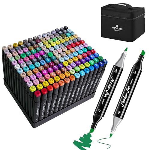 WINSONS 168 Farben Alkohol Stifte Set, Doppelspitze Meißel & Feine, Schnell Trocknende Alkohol Marker für Malerei Manga Design auf Holz Stein Kieselsteine Metall Kunststoff Handarbeit WINSONS 168 Farben Alkohol Stifte Set, Doppelspitze Meißel & Feine, Schnell Trocknende Alkohol Marker für Malerei Manga Design auf Holz Stein Kieselsteine Metall Kunststoff Handarbeit von WINSONS