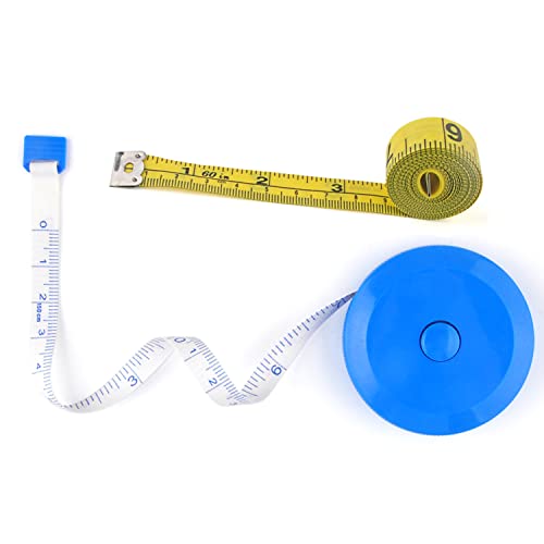 WINTAPE Maßband Körper, Weiches Körpermaßband, Maßband nähen Stoff Tailor Cloth Craft Messung Tape，150cm Blau einziehbares doppelseitiges Maßband (2 PCS) von WINTAPE