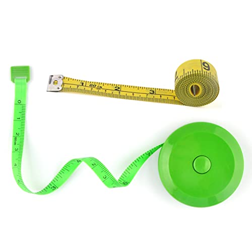 WINTAPE Maßband Körper, Weiches Körpermaßband, Maßband nähen Stoff Tailor Cloth Craft Messung Tape，150cm Grün einziehbares doppelseitiges Maßband (2 PCS) von WINTAPE