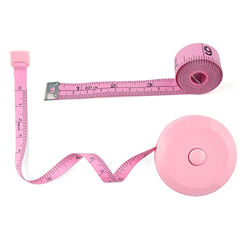 WINTAPE Maßband Körper, weiches Körpermaßband, Maßband nähen Stoff Tailor Cloth Craft Messung Tape，150cm Rosa einziehbares doppelseitiges Maßband (2 PCS) von WINTAPE
