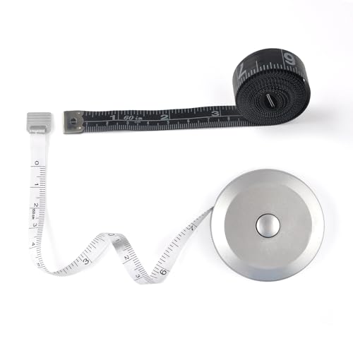 WINTAPE Maßband Körper, weiches Körpermaßband, Maßband nähen Stoff Tailor Cloth Craft Messung Tape，150cm Silber einziehbares doppelseitiges Maßband (2 PCS) von WINTAPE