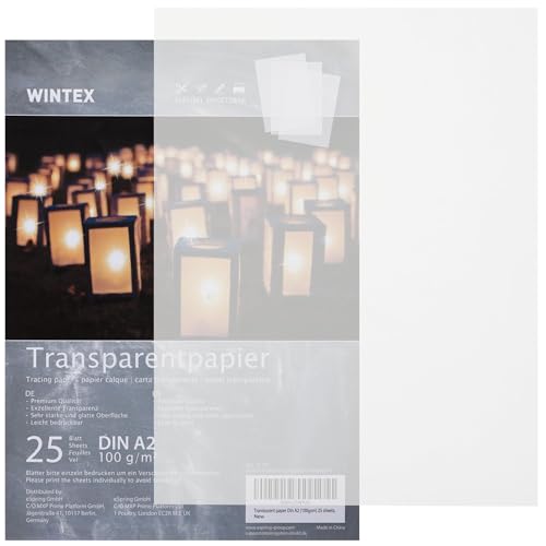 WINTEX 100 Blatt Transparentpapier DIN A6 50 g/qm Schnittmusterpapier - bedruckbar - Pergamentpapier Architektenpapier zum drucken - Pauspapier zum bedrucken - Tracing Paper WINTEX 100 Blatt Transparentpapier DIN A6 50 g/qm Schnittmusterpapier - bedruckbar - Pergamentpapier Architektenpapier zum drucken - Pauspapier zum bedrucken - Tracing Paper von WINTEX