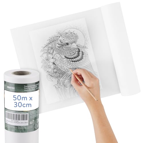 WINTEX Transparentpapier Rolle - Pauspapier 50m x 30cm - Schnittmusterpapier 50g/m² - Abpauspapier weiß transparent - Malpapier Rolle - Tracing Paper Architektenpapier - Papier Rolle WINTEX Transparentpapier Rolle - Pauspapier 50m x 30cm - Schnittmusterpapier 50g/m² - Abpauspapier weiß transparent - Malpapier Rolle - Tracing Paper Architektenpapier - Papier Rolle von WINTEX