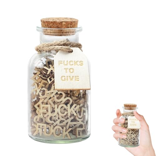 Jar of Fucks（7oz）Gift Jar, Fucks zu geben, lustiges Geschenk für Weihnachten Geburtstag Valentinstag Geburtstag, Geschenk für Frauen Männer, Urlaub, Fuck Holzausschnitt Buchstabenstück schlechte Laune von WINUSD