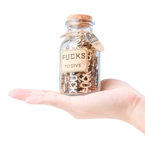 7oz Fucks to Give, Jar of Fucks Gift Jar, Fuck Wooden Cutouts Letter Piece, Lustige Geschenke zum Geburtstag Valentinstag Weihnachten, Geschenke für Männer Frauen, Kleines Geschenk, Witzige Geschenke von WINUSD
