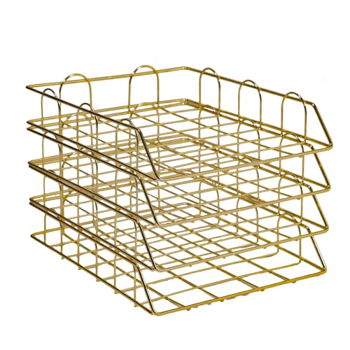 4 STK Metall-Briefablage Lagerregale Stapelbar, Goldene Aktenregale mit Dokumentenhalter, Stabile Aufbewahrungsregale für Büro & Archiv 4 STK Metall-Briefablage Lagerregale Stapelbar, Goldene Aktenregale mit Dokumentenhalter, Stabile Aufbewahrungsregale für Büro & Archiv von WINZING