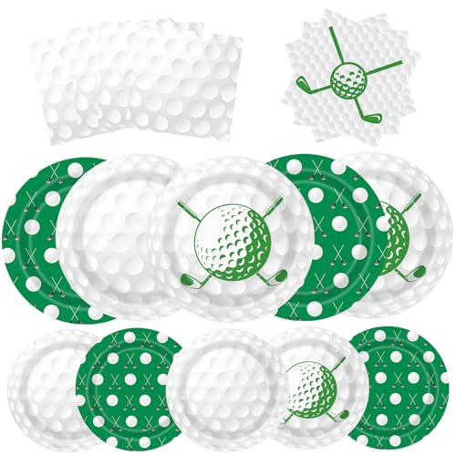 Golf-Party-Dekorationen, 96 Stück, Golfball-Geburtstagsparty-Zubehör, Golfteller und Servietten für Golf-Themenparty, Loch in einem Geburtstagsdekorationen Golf-Party-Dekorationen, 96 Stück, Golfball-Geburtstagsparty-Zubehör, Golfteller und Servietten für Golf-Themenparty, Loch in einem Geburtstagsdekorationen von WIQEDOHA