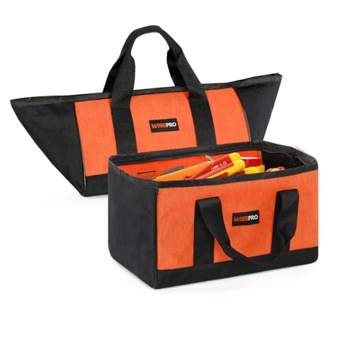 WISEPRO Werkzeugtasche mit breiter Öffnung, 30,5 cm (12 Zoll) Elektriker-Werkzeug-Aufbewahrungstasche, große Kapazität, Handtasche zur Aufbewahrung von Schraubenschlüsseln, Zangen, Schraubendrehern, 2 von WISEPRO