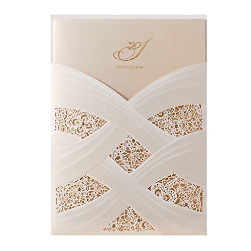 WISHMADE 20 x Elfenbeinfarbene Lasergeschnittene Hochzeitseinladungen Kits mit Spitzenhülse Blumen Design für Brautpartys Heirat mit blanko bedruckbar Papier und Umschläge -Hochzeitskarten, 20 Stücke WISHMADE 20 x Elfenbeinfarbene Lasergeschnittene Hochzeitseinladungen Kits mit Spitzenhülse Blumen Design für Brautpartys Heirat mit blanko bedruckbar Papier und Umschläge -Hochzeitskarten, 20 Stücke von WISHMADE