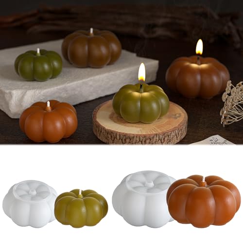 2 Stück Silikonformen Gießformen Kürbis WISIRENT, Silikonfor Kürbis Gießformen Silikon Kürbis, Silikonform Kürbis Kerzenhalter Silikon Halloween Silikonform Herbst, Gießform Kürbis für Diy von WISIRENT