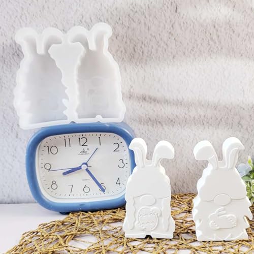 2 Stück Silikonformen Gießformen Osterzwerg WISIRENT, Silikonform Ostern Wichtel Silikonform Ostereier Hase, Osterzwerg Gießformen Silikon Frühling, Ostern Silikonformen Hasenei für Diy von WISIRENT