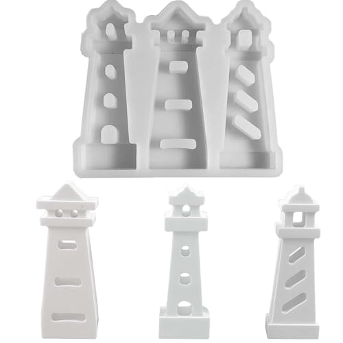 3 Stück Lichthäuser Silikonformen Gießformen WISIRENT, Gipsformen Zum Gießen Häuser Silikonform Lichthaus, Gießformen Silikon Lichterhaus Häuser für Bastelarbeiten, Gips, Kerzen, Heimwerken von WISIRENT
