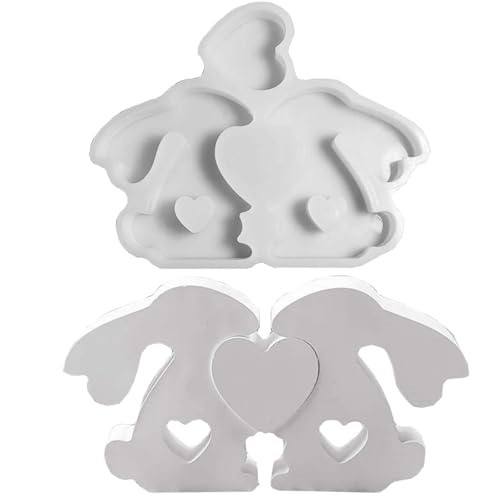 3 Stück Silikonform Gießform Osterhase mit Liebe WISIRENT, Silikonform Osterhase Gips Gießen Formen Hase, Silikonformen Ostern Hase Liebe Gießformen Silikon Frühling für Bastelarbeiten, Gips, Kerzen von WISIRENT