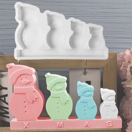 4 Stück Silikonform Weihnachten Schneemann WISIRENT, Silikonformen Weihnachten Gießformen Silikon Schneemann, Diy Silikonformen Zum Gießen für Weihnachten von WISIRENT