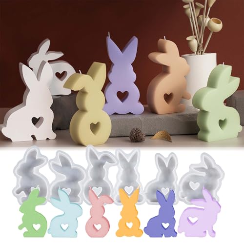 6 Stück Silikonformen Gießformen Hasen WISIRENT, Kerzenhalter Osterhase Silikonform Osterhase mit Herz, Silikonform Zum Gießen Ostern Hase, Gießformen Gips Ostern für Bastelarbeiten, Gips 6 Stück Silikonformen Gießformen Hasen WISIRENT, Kerzenhalter Osterhase Silikonform Osterhase mit Herz, Silikonform Zum Gießen Ostern Hase, Gießformen Gips Ostern für Bastelarbeiten, Gips von WISIRENT