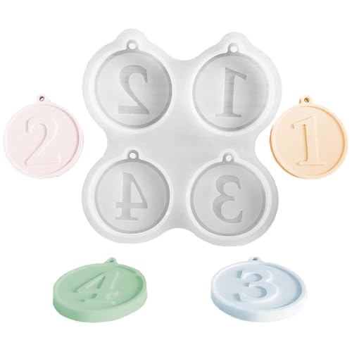 Silikonform Weihnachten Anhänger WISIRENT, Runden Zahlen Anhänger Silikon Gießform mit1-4, Silikonform Adventszahlen 3D silikonformen Zahlen, Gießformen Weihnachts für Halloween von WISIRENT