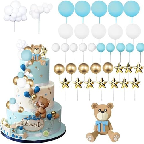 Teddybär Tortendeko WISIRENT, 38 Stück Blau Teddybär Kuchen Dekoration, Teddybär Geburtstagstorte Deko mit Kugeln, Wolke, Sterne, Tortendeko Babyparty für Kuchendekorationen, Babypartys, Hochzeit Teddybär Tortendeko WISIRENT, 38 Stück Blau Teddybär Kuchen Dekoration, Teddybär Geburtstagstorte Deko mit Kugeln, Wolke, Sterne, Tortendeko Babyparty für Kuchendekorationen, Babypartys, Hochzeit von WISIRENT