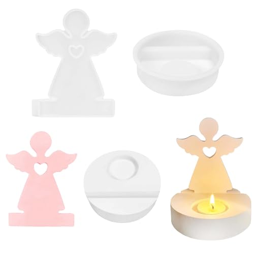 Weihnachten Engel Silikonformen WISIRENT, Silikonformen Gießformen Weihnachten Engel mit Sockel, Silikonkerzenform Cherub Silikonkerzenform Engel Weihnachten Kerzenformen zum Gießen für Bastelarbeiten von WISIRENT