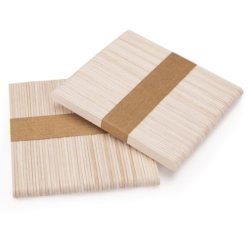 WISYOK 100 Stück Eisstiele Holz, Eisstäbchen Holzstäbchen, Holzstäbchen Zum Basteln, Holzstiele, Bastelstäbchen Holz, Holzspachtel DIY Handwerk-114 mm x 9 mm x 2 mm von WISYOK