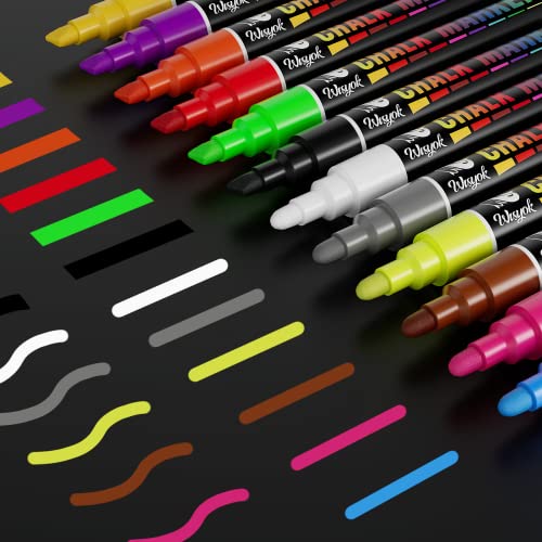 WISYOK 12 Kreidestifte, Whiteboard Marker Neon, Kreidemarker 6mm Doppelspitze, Abwischbare Stifte, Fensterkreide Stifte, Tafelstifte, Glasstift, Chalk Marker Bunt für Erwachsene & Kinder WISYOK 12 Kreidestifte, Whiteboard Marker Neon, Kreidemarker 6mm Doppelspitze, Abwischbare Stifte, Fensterkreide Stifte, Tafelstifte, Glasstift, Chalk Marker Bunt für Erwachsene & Kinder von WISYOK