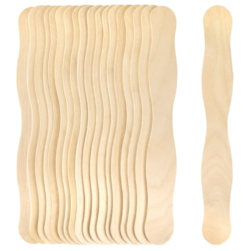 WISYOK 20,3 cm große Bastelstäbchen, 20 Stück, gewellte Holzstäbchen, Fächergriffe, große Stieleisstäbchen für Bastelarbeiten, Hochzeitsprogramme, DIY Basteln, Malen, Mischen von WISYOK