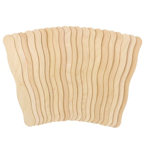 WISYOK 20,3 cm große Bastelstäbchen, 50 Stück, gewellte Holzstäbchen, Fächergriffe, große Stieleisstäbchen für Bastelarbeiten, Hochzeitsprogramme, DIY Basteln, Malen, Mischen von WISYOK
