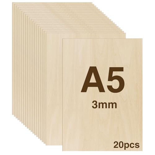 WISYOK 20pcs Sperrholz 3mm, Sperrholaplatte A5, Holz Platten, Holzplatten zum Basteln, Holzplatt für DIY Holzarbeiten, Laserbearbeitung, Brandmalerei, Modellbau, Geschenke, Deko, Gemälde -210x150*3mm WISYOK 20pcs Sperrholz 3mm, Sperrholaplatte A5, Holz Platten, Holzplatten zum Basteln, Holzplatt für DIY Holzarbeiten, Laserbearbeitung, Brandmalerei, Modellbau, Geschenke, Deko, Gemälde -210x150*3mm von WISYOK