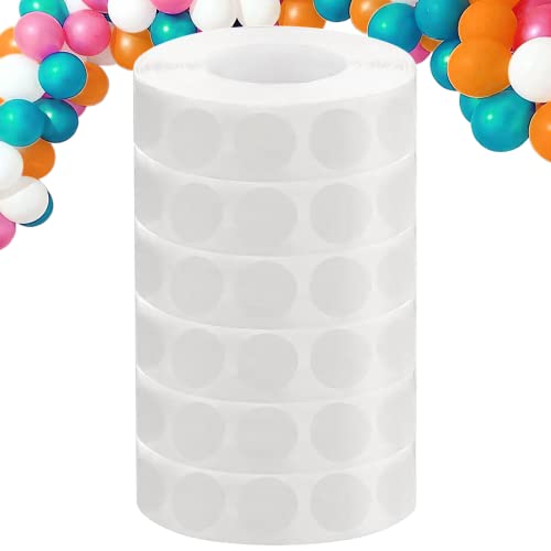 WISYOK 3000 Stück Ballonkleber, 6 Rollen Luftballon Klebeband Kleber Punkte Aufkleber, Doppelseitig Klebepunkte Transparent, Selbstklebend Ballon Klebepunkt, Luftballon Klebepunkte Kleber von WISYOK