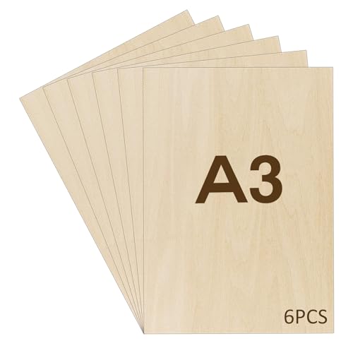 WISYOK 6pcs Sperrholaplatte 2mm, A3 Sperrholz, Holz Platten, Holzplatten zum Basteln, Holzplatt für DIY Holzarbeiten, Laserbearbeitung, Brandmalerei, Modellbau, Geschenke, Deko, Gemälde -420x300*2mm WISYOK 6pcs Sperrholaplatte 2mm, A3 Sperrholz, Holz Platten, Holzplatten zum Basteln, Holzplatt für DIY Holzarbeiten, Laserbearbeitung, Brandmalerei, Modellbau, Geschenke, Deko, Gemälde -420x300*2mm von WISYOK