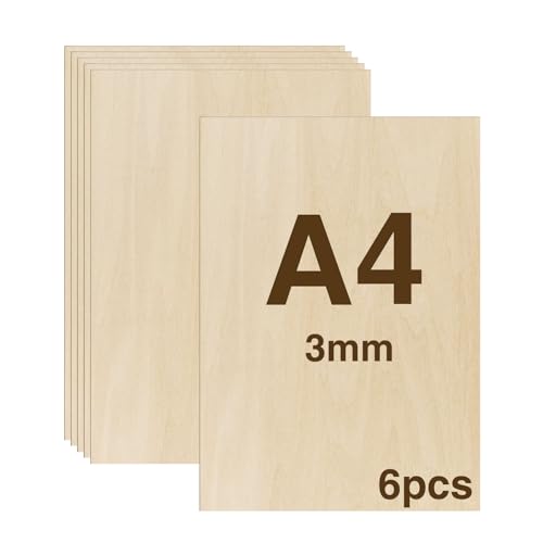 WISYOK 6pcs Sperrholz 3mm, Sperrholaplatte A4, Holz Platten, Holzplatten zum Basteln, Holzplatt für DIY Holzarbeiten, Laserbearbeitung, Brandmalerei, Modellbau, Geschenke, Deko, Gemälde -300x210*3mm WISYOK 6pcs Sperrholz 3mm, Sperrholaplatte A4, Holz Platten, Holzplatten zum Basteln, Holzplatt für DIY Holzarbeiten, Laserbearbeitung, Brandmalerei, Modellbau, Geschenke, Deko, Gemälde -300x210*3mm von WISYOK