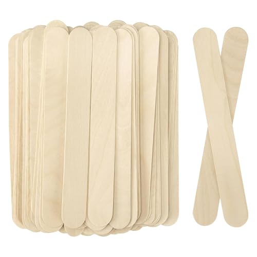 WISYOK Eisstiele Holz Jumbo, 90pcs Holzspatel Breit, Holzstäbchen, Eisstäbchen Holz, Holzspatel zum Basteln für Kosmetik, Waxing, DIY Handwerk -20x2.4x0.15cm von WISYOK