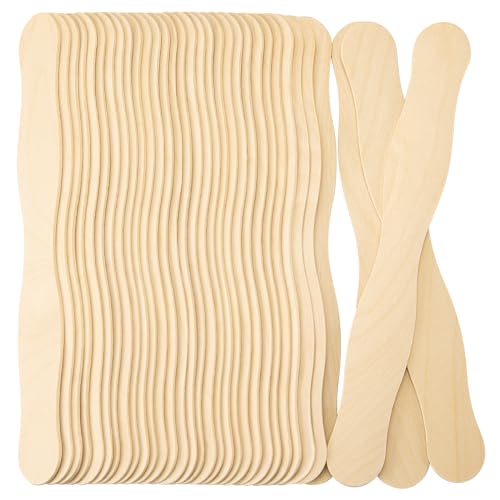 WISYOK Eisstiele Holz Wellig, 50pcs Holzspatel Breit, Holzstäbchen, Eisstäbchen Holz, Holzspatel zum Basteln für Kosmetik, Waxing, DIY Handwerk -20x2.5x0.2cm von WISYOK