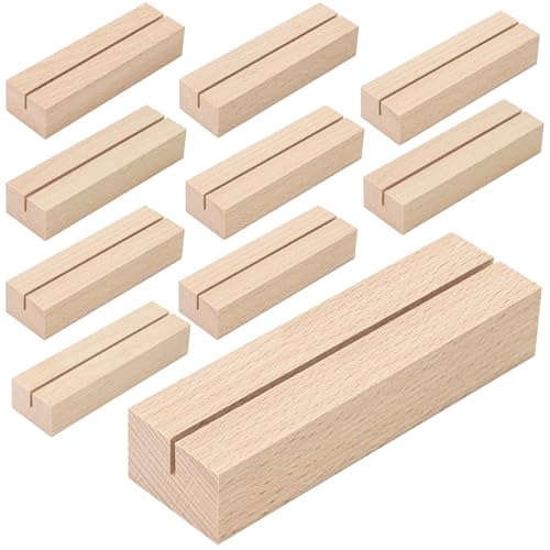 WISYOK Kartenhalter Holz, 10 Stück Tischkartenhalter, Kartenständer Holz, Postkartenhalter, Holzständer, Menükartenhalter, Fotohalter für Hochzeiten, Partys und Bankette (10 x 3 x 2cm) von WISYOK