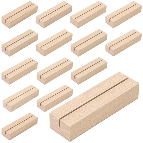 WISYOK Kartenhalter Holz, 15 Stück Tischkartenhalter, Kartenständer Holz, Postkartenhalter, Holzständer, Menükartenhalter, Fotohalter für Hochzeiten, Partys und Bankette (10 x 3 x 2cm) von WISYOK