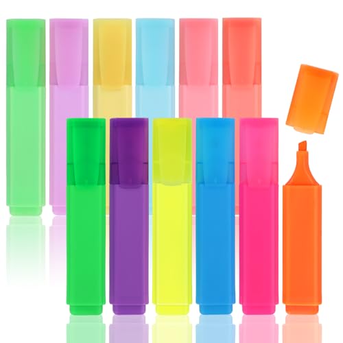 WISYOK Textmarker 12er Pack, Highlighters Aesthetic, Highlighter Pen, Leuchtmarker, Text Marker Neon, Markerstifte Set für Journal, Bibel, Schulbedarf, Geschenk - 6 Pastell und 6 Leuchtend WISYOK Textmarker 12er Pack, Highlighters Aesthetic, Highlighter Pen, Leuchtmarker, Text Marker Neon, Markerstifte Set für Journal, Bibel, Schulbedarf, Geschenk - 6 Pastell und 6 Leuchtend von WISYOK