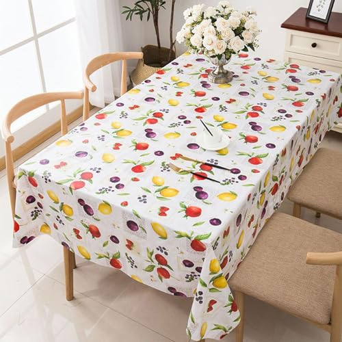 Tischtuch Mit Obstmuster，Abwischbare Tischdecke，Tischdecke PVC，wasserdichte Tischdecke，Garten Tischdecken Für Draußen,Tischtücher für Küche, Außenbereich, Esszimmer von WITFAMILY