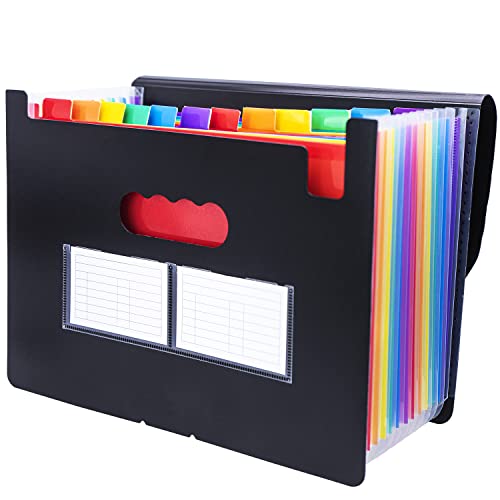 13 Pocket Accordian File Organizer mit Etiketten,Expandierbarer Aktenordner für Brief A4 Dokument,Kunststoff erweiterbar Rechnung Quittung Speicherplatz,Portable Filing Organizer für Schule und Büro von WITHYU