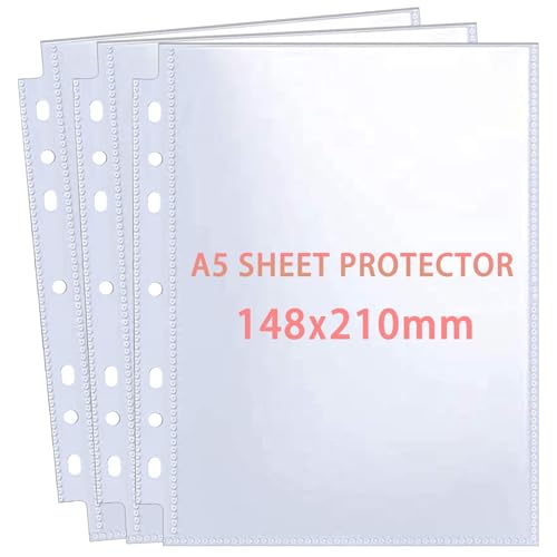 30 Pack 60 Taschen A5 Foto Hüllen für A5 2/3 Ringbuch, Transparente Postkartenhüllen, 2 Fächer, Doppelseitiger 1 Taschen Foto Seitenschutz,Top Loading Fotoalbum Nachfüllseiten Foto A5(152x215 mm) von WITHYU